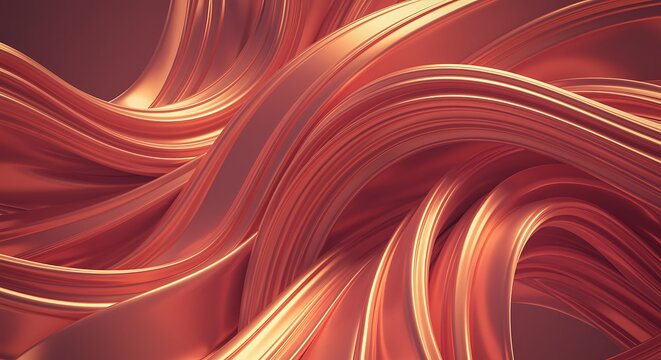 Abstract Wave Design with Copper and Gold Metallic Finish Modern and Elegant Backdrop for Creative Projects - Powered by Adobe