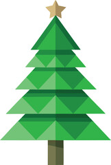Fototapeta premium Minimalist Christmas tree made from recycled paper and green leaves vector