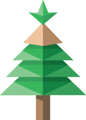Fototapeta premium Minimalist Christmas tree made from recycled paper and green leaves vector