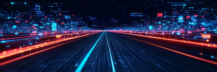 Interconnected Digital Networks Visualizing Seamless Data Flows on the Cyber Highway of Tomorrow
