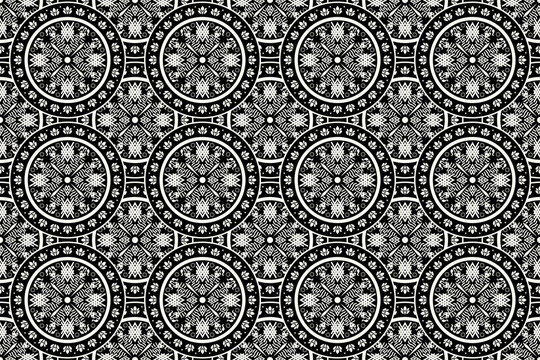 Ornament Pattern Background Graphic. Ajrak Seamless Black Pattern, Abstract geometric texture, Damask seamless pattern, ethnic oriental, Aztec style, baroque  design for texture, fabric clothing