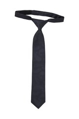 Elegant black paisley patterned necktie isolated on white background for formal occasions