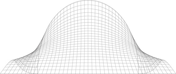 a curve dome in grids on white background, sueful for designing purpose, background, wireframe, 3d design