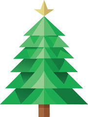 Obraz premium Minimalist Christmas tree made from recycled paper and green leaves vector