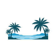 Silhouette of palm trees on a tropical beach.