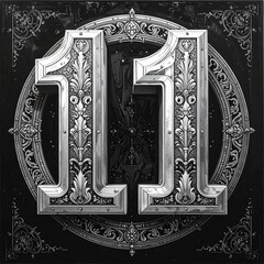 Ornate silver numeral design