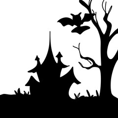 Scary Haunted Castle Silhouette Design