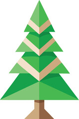 Fototapeta premium Minimalist Christmas tree made from recycled paper and green leaves vector