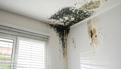 Mold damage on ceiling and wall corner
