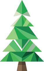 Fototapeta premium Minimalist Christmas tree made from recycled paper and green leaves vector