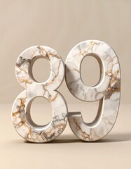 Marble numbers 89 on beige background