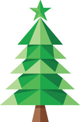 Obraz premium Minimalist Christmas tree made from recycled paper and green leaves vector