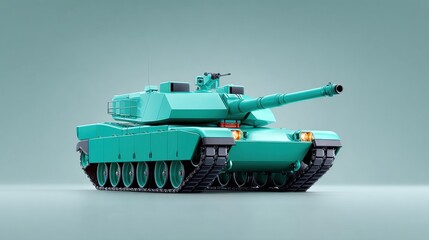 A green tank with a black front and a red light on the front