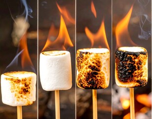 Marshmallows roasting on a stick