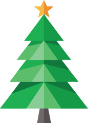 Obraz premium Minimalist Christmas tree made from recycled paper and green leaves vector