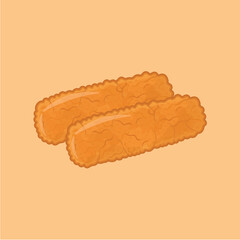 Illustration of fried food with various fillings mozzarella sticks cheese sticks and other