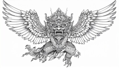 Obraz premium Intricate Balinese Mythical Garuda Illustration 