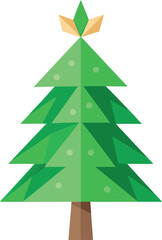 Fototapeta premium Minimalist Christmas tree made from recycled paper and green leaves vector