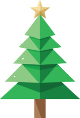 Obraz premium Minimalist Christmas tree made from recycled paper and green leaves vector