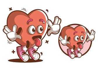 Heart cartoon character with happy face 