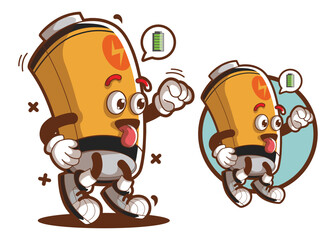Battery cartoon character with happy face