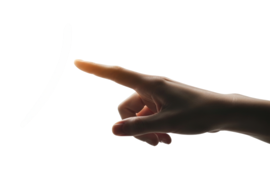 Hand Touching Invisible Screen Isolated on Transparent PNG Background