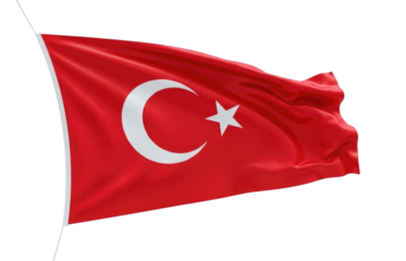 Waving Flag of Turkey Isolated on Transparent PNG Background