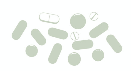 Assortment of Light Green and White Pharmaceutical Pills and Capsules.