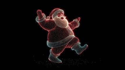 Stylized animated Santa dancing in party isolated on the black background 