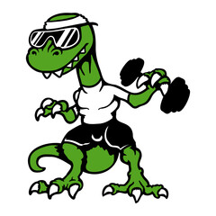 T-Rex Gym Bodybuilder Dino Training Fitness Weights Muscles Munster Animal Cool Evil