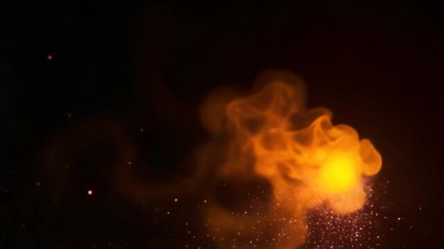 Fire flame sparks particles on a black background , Fire spark smoke and particles
