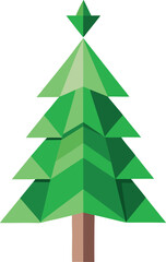 Obraz premium Minimalist Christmas tree made from recycled paper and green leaves vector