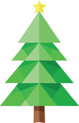 Fototapeta premium Minimalist Christmas tree made from recycled paper and green leaves vector