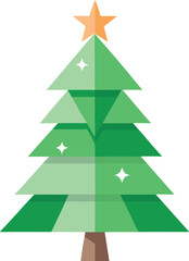 Fototapeta premium Minimalist Christmas tree made from recycled paper and green leaves vector
