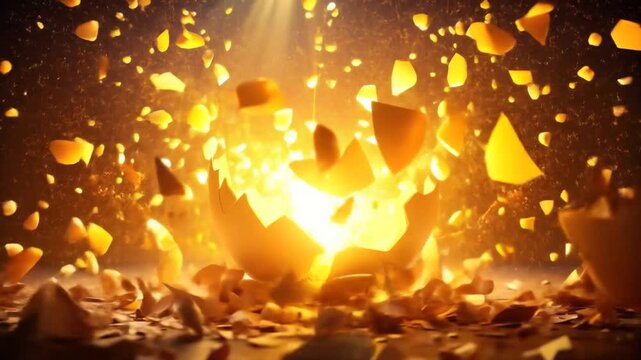 Egg breaking in fire explosion