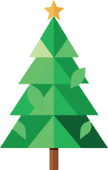 Fototapeta premium Minimalist Christmas tree made from recycled paper and green leaves vector