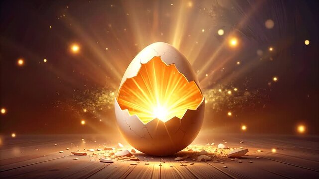 Egg shell breaking open