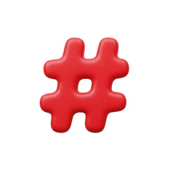 Obraz premium Red hashtag symbol isolated on transparent background