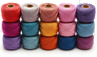 Colorful spools of thread in various shades