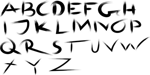 Minimal vector paint brush alphabet strokes art illustration design	
