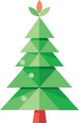 Fototapeta premium Minimalist Christmas tree made from recycled paper and green leaves vector