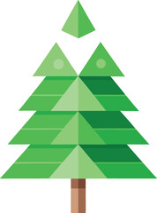 Obraz premium Minimalist Christmas tree made from recycled paper and green leaves vector