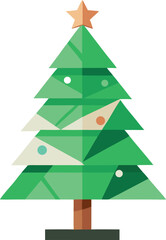 Obraz premium Minimalist Christmas tree made from recycled paper and green leaves vector
