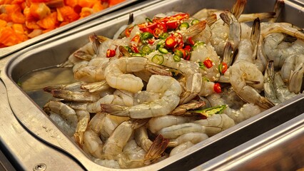 Thai Food. Raw Shrimp Spicy Salad.
