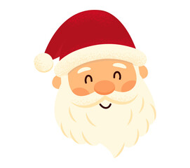 Portrait of cute Santa Claus. Christmas illustration on a white background.