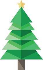 Minimalist Christmas tree made from recycled paper and green leaves vector