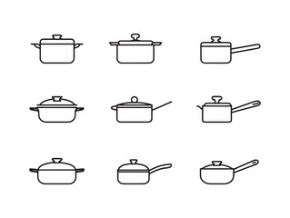 Saucepan modern cooking pot illustration set