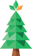 Fototapeta premium Minimalist Christmas tree made from recycled paper and green leaves vector
