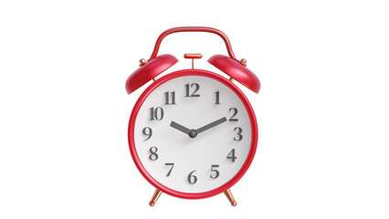 red alarm clock 3D rendering