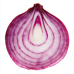 Fototapeta premium Close-up of a red onion slice showing vibrant purple and white rings. Fresh, crisp texture ideal for culinary, food photography, and healthy eating concepts.